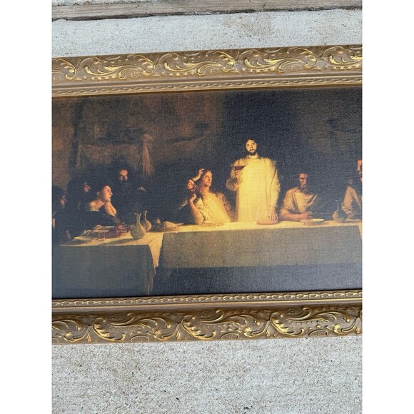 Bouveret Last Supper Framed on Canvas Reprint Wooden Frame 23x13 EUC - Picture 3 of 7